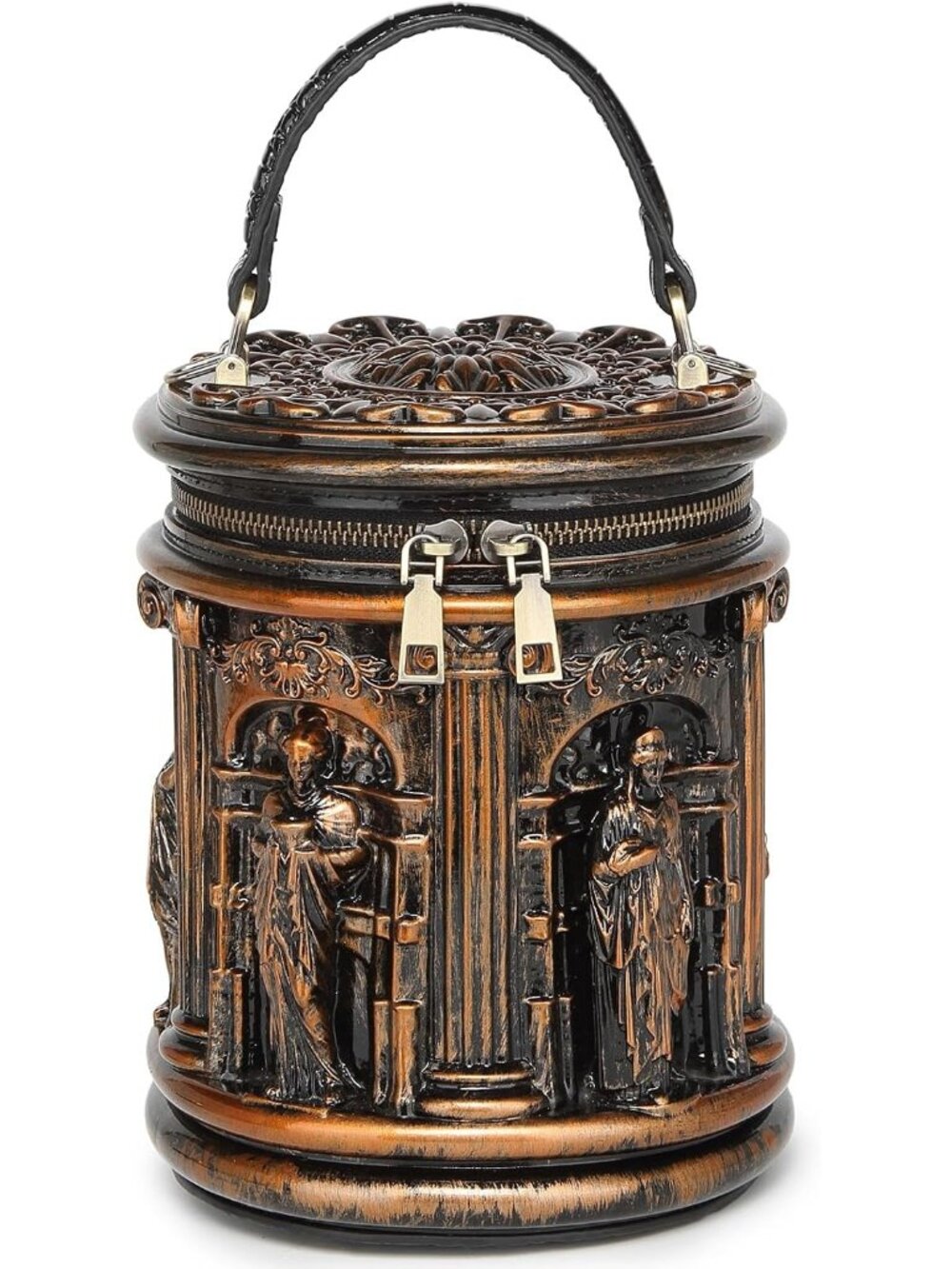 Women's Bucket Bronze Unique Weird Shape Purse Detachable Strap Crossbody Bag